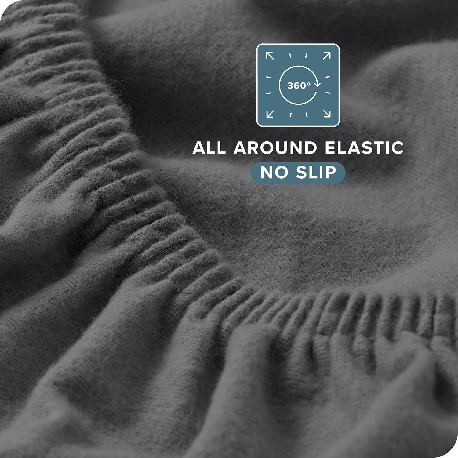 Bare Home 2 Sábanas Ajustadas 100% Algodón Franela Gris