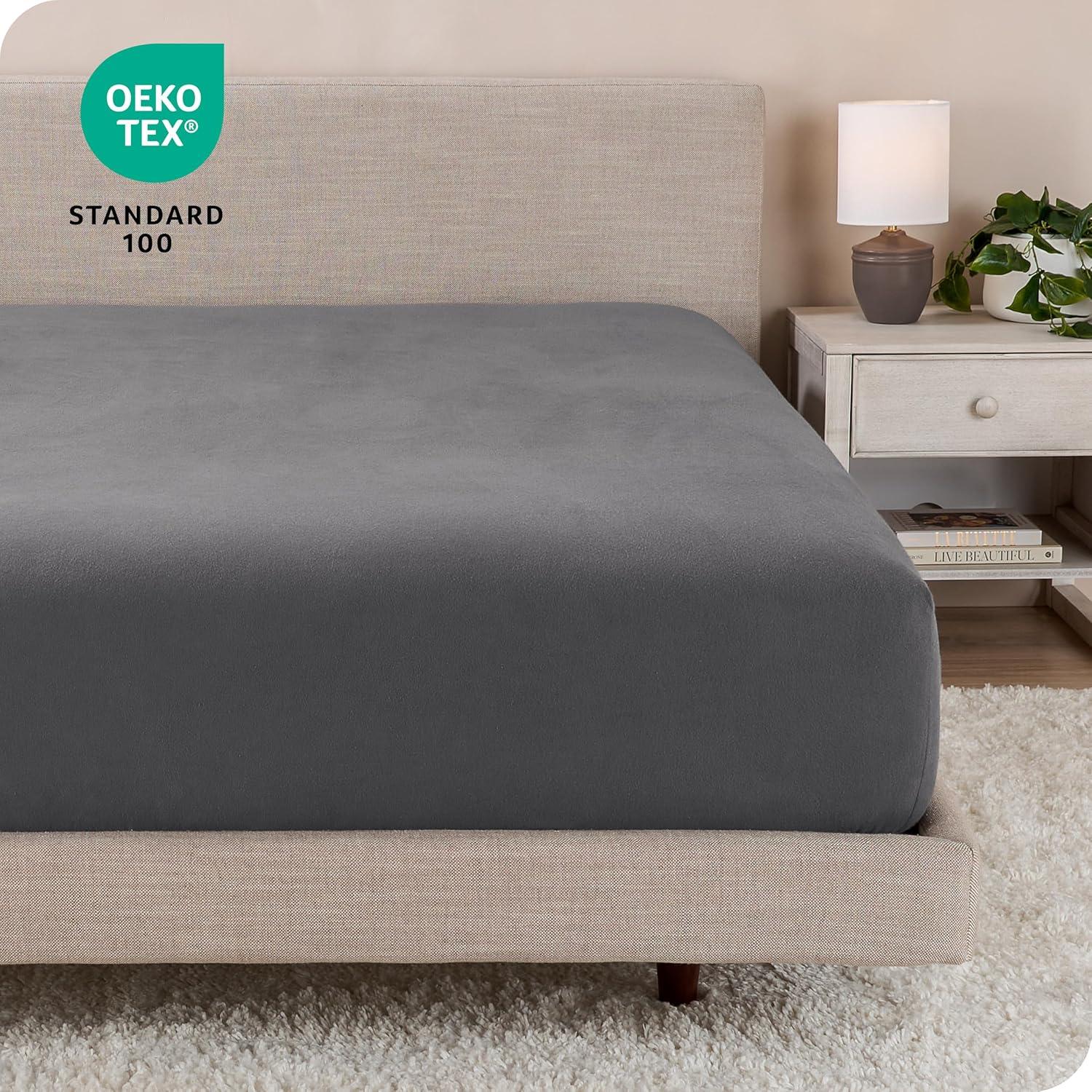 Bare Home 2 Sábanas Ajustadas 100% Algodón Franela Gris