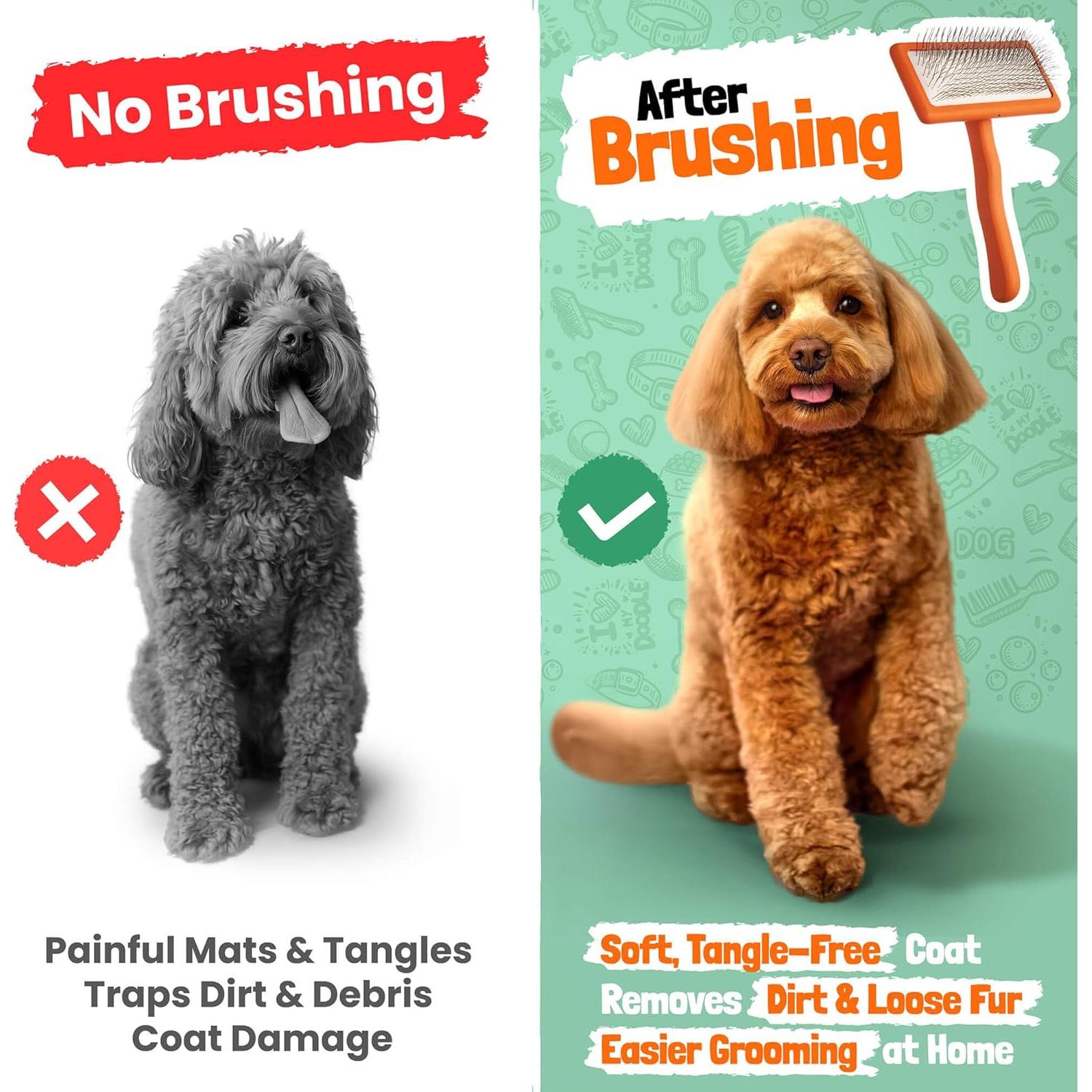 Cepillo Doodleez para Perros - Aseo Goldendoodle Naranja