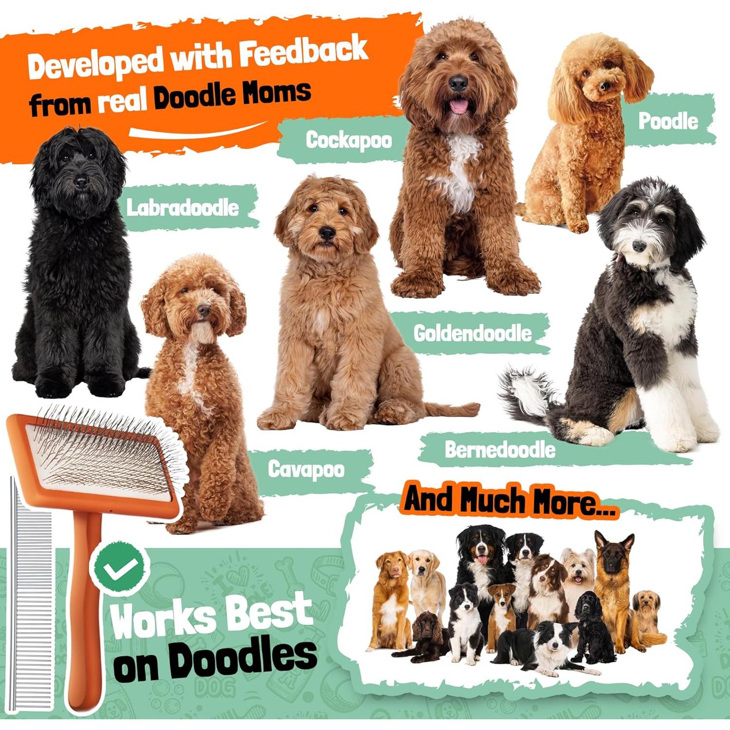 Cepillo Doodleez para Perros - Aseo Goldendoodle Naranja