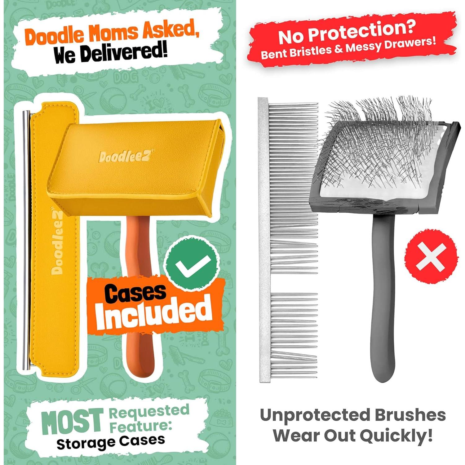 Cepillo Doodleez para Perros - Aseo Goldendoodle Naranja