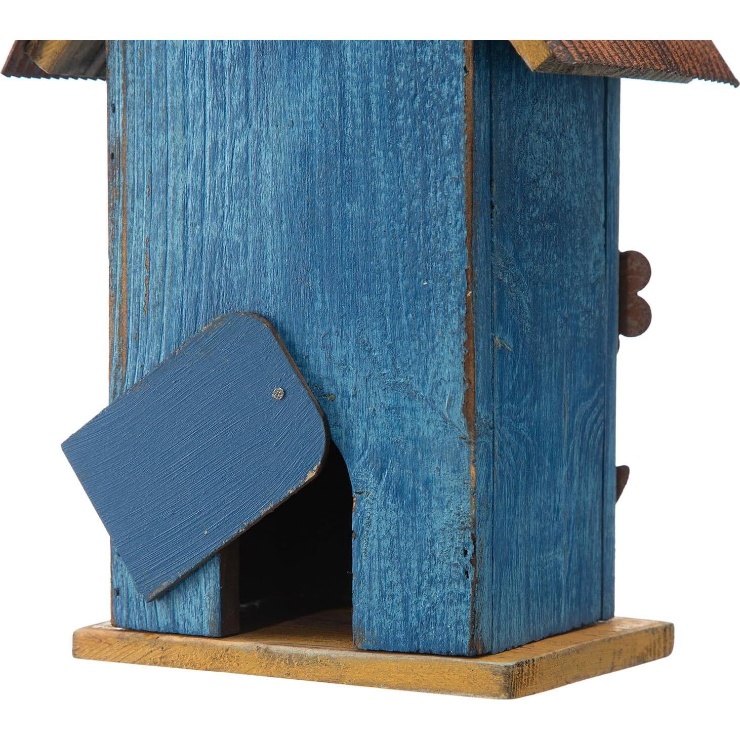 Casa de Aves Colgante Glitzhome 26cm Madera Azul Lavado