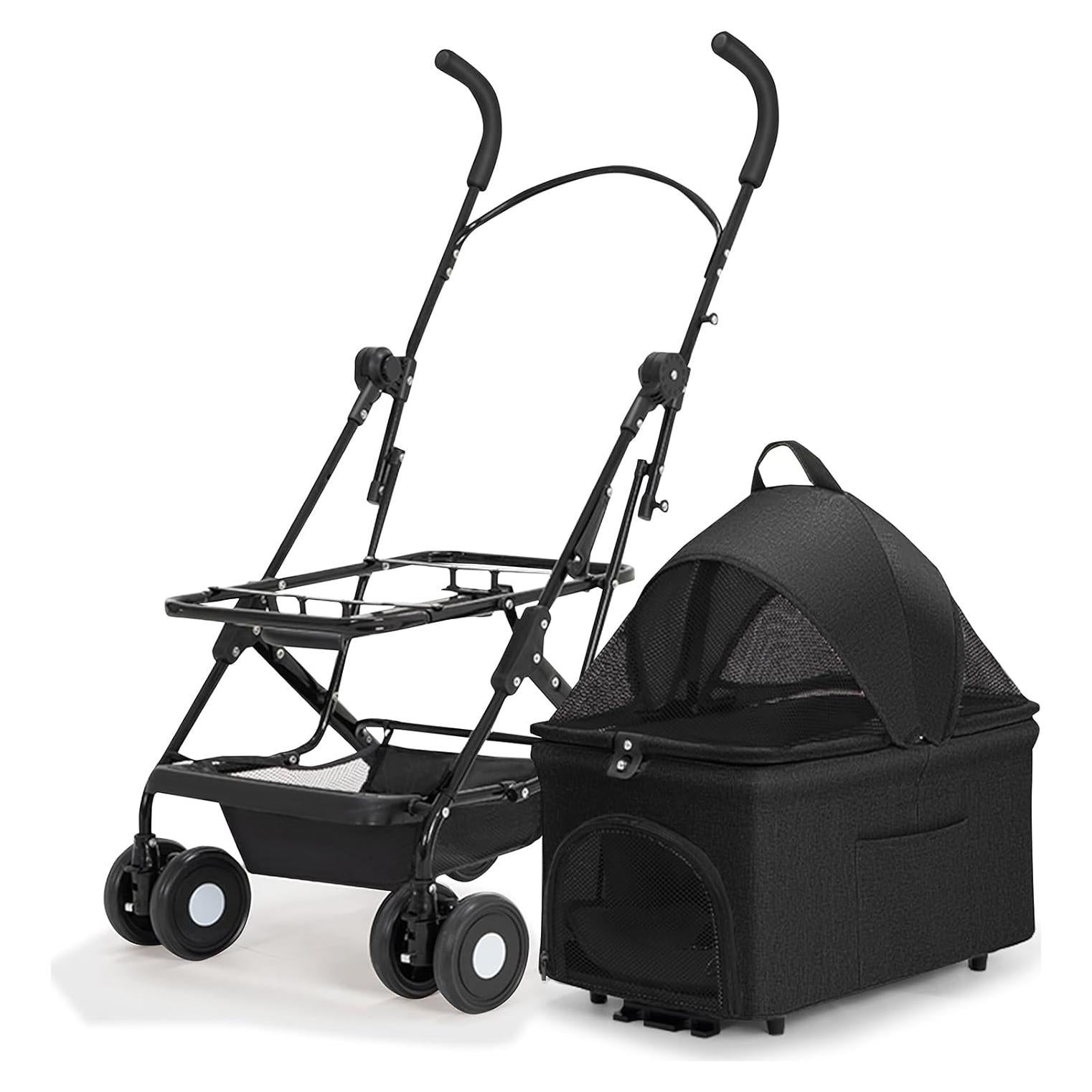Carrito para Mascotas K ERATISNIK 3 en 1 Plegable Negro