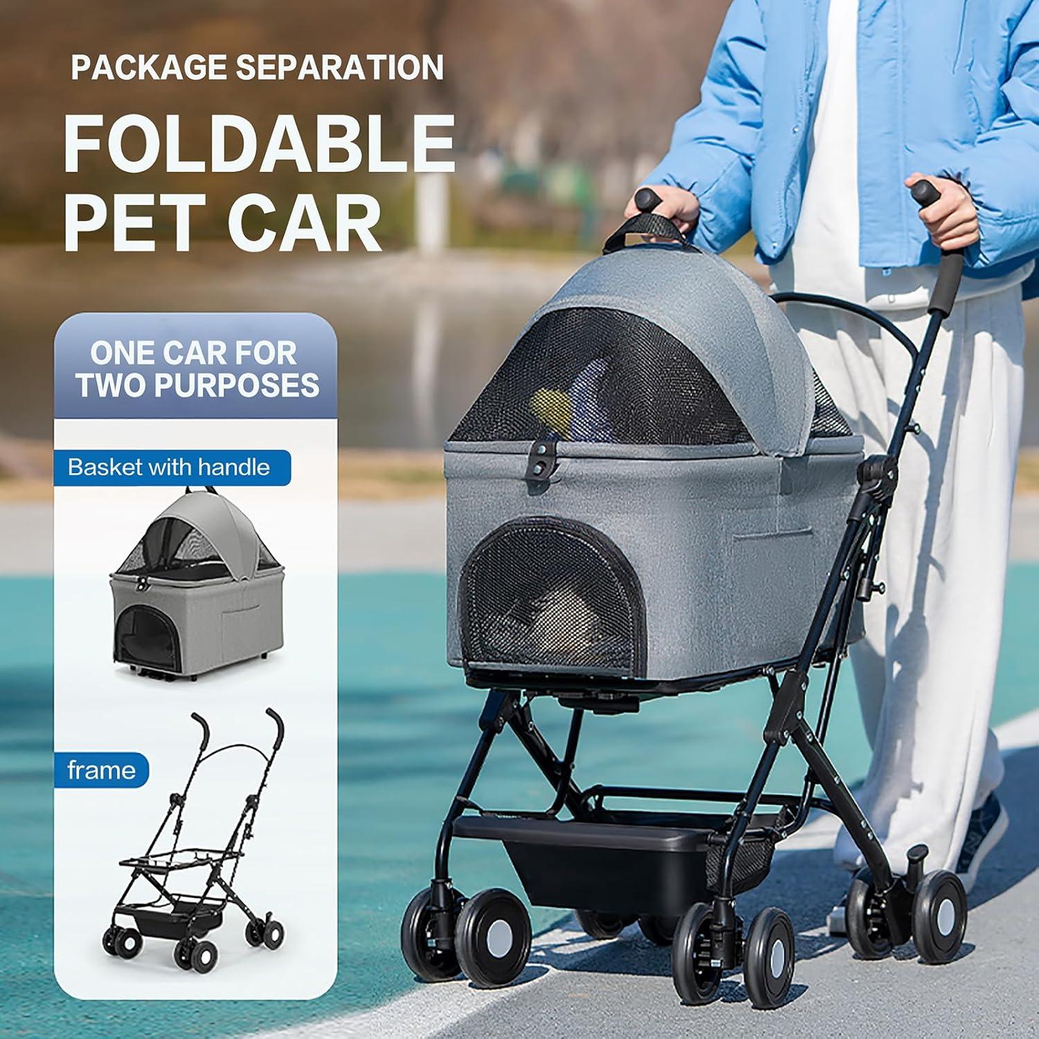 Carrito para Mascotas K ERATISNIK 3 en 1 Plegable Negro