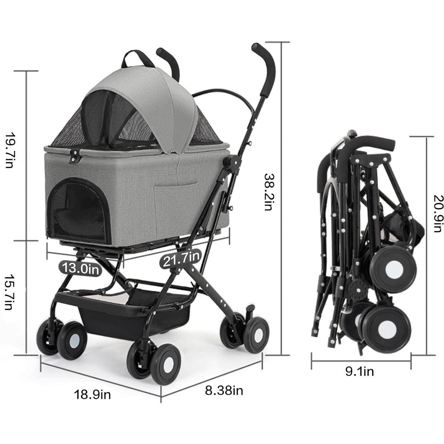 Carrito para Mascotas K ERATISNIK 3 en 1 Plegable Negro