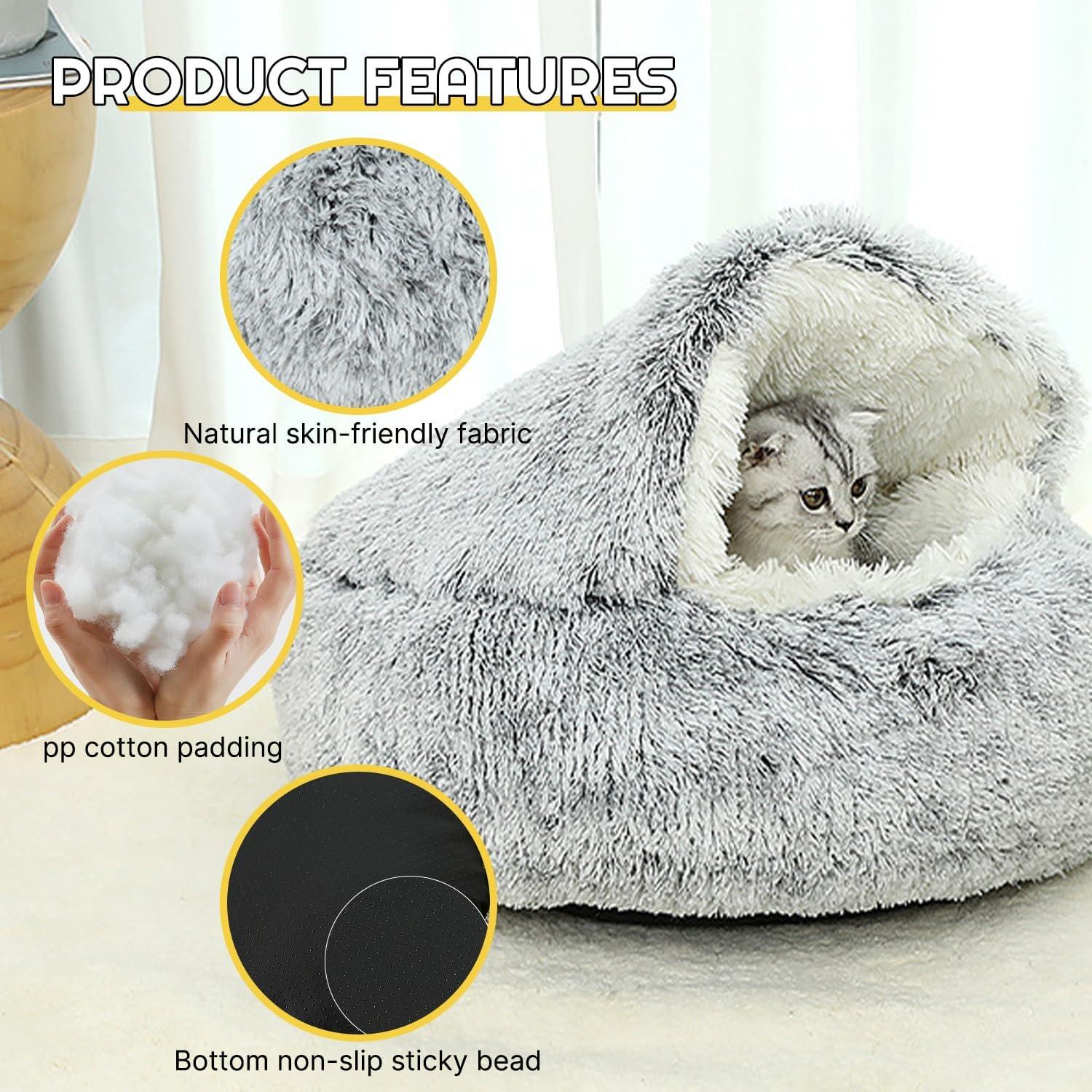Cama Autocalentable para Gatos SUOXU 50 cm Gris, Lavable