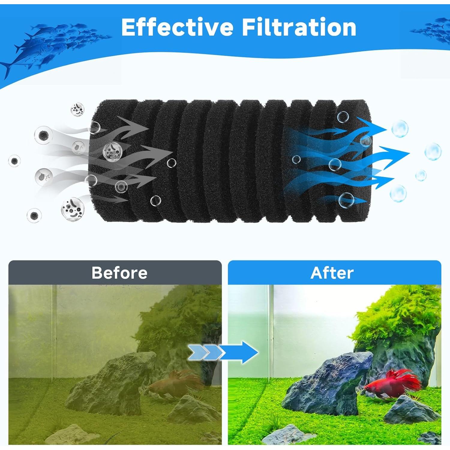 Paquete de 4 Filtros de Esponja AQQA AQ016-S Reemplazo