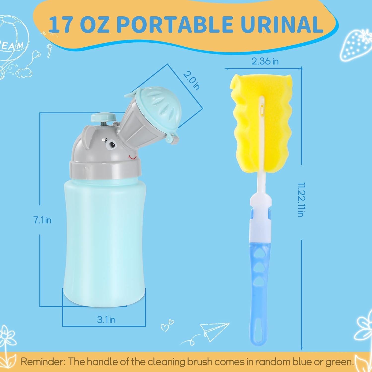 Orinal Portátil ONEDONE para Niños 500ml Azul con Cepillo