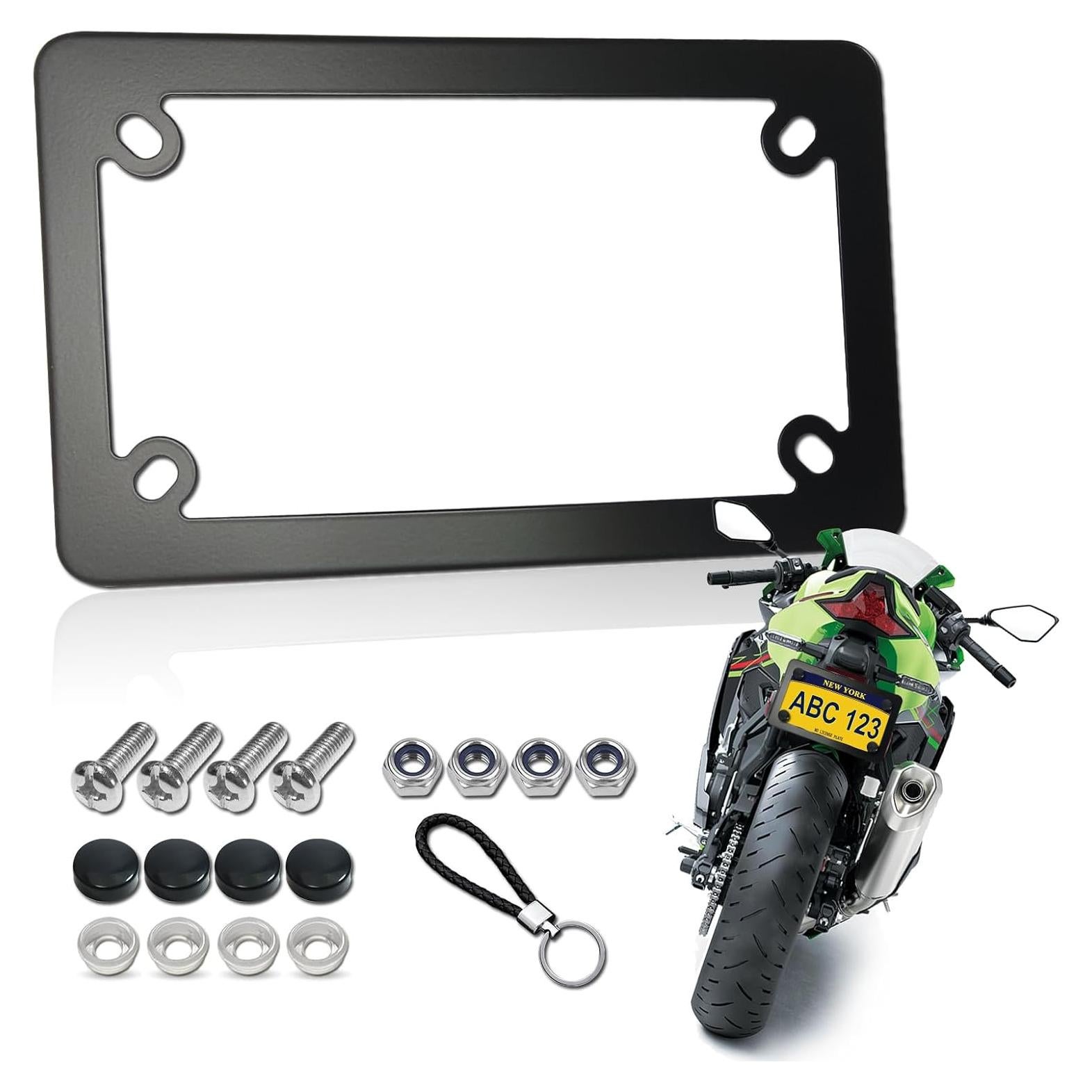 Marco de Placa de Licencia de Motocicleta FBJTDQ Negro 18.7x11.4cm