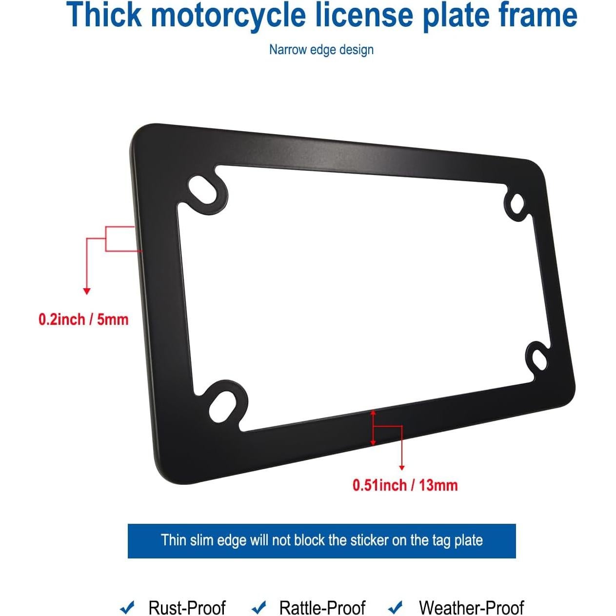 Marco de Placa de Licencia de Motocicleta FBJTDQ Negro 18.7x11.4cm