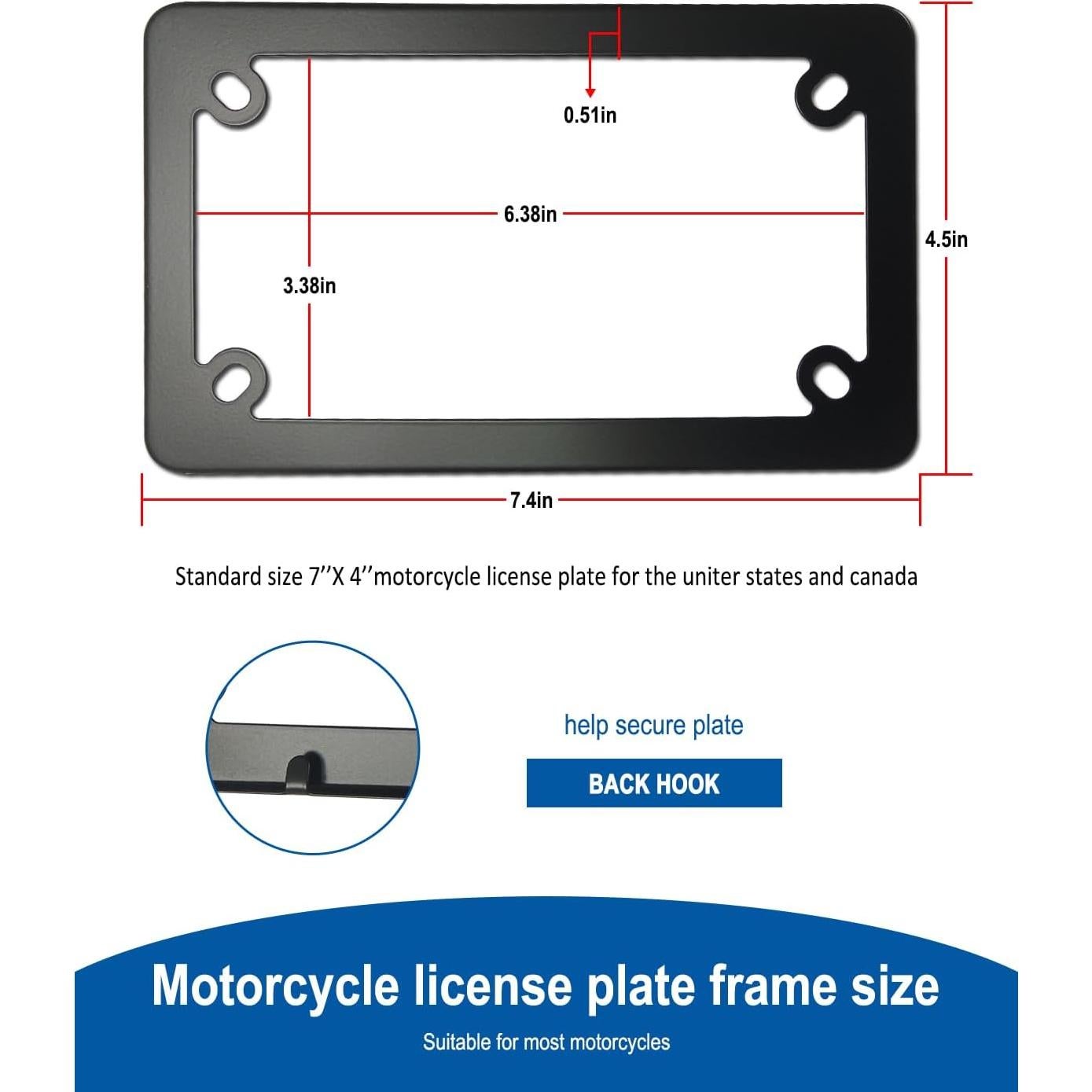 Marco de Placa de Licencia de Motocicleta FBJTDQ Negro 18.7x11.4cm