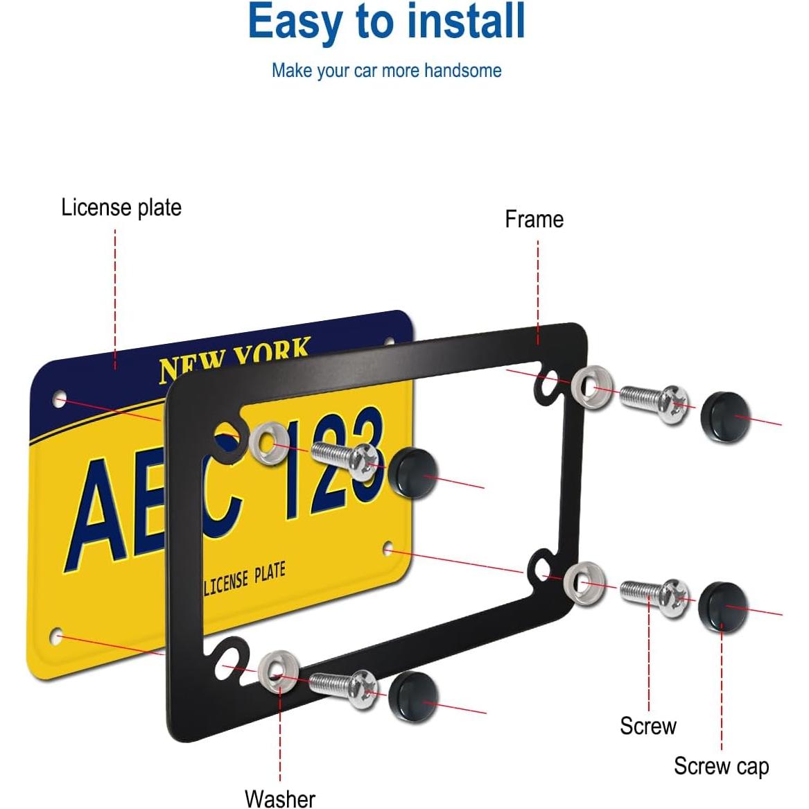 Marco de Placa de Licencia de Motocicleta FBJTDQ Negro 18.7x11.4cm