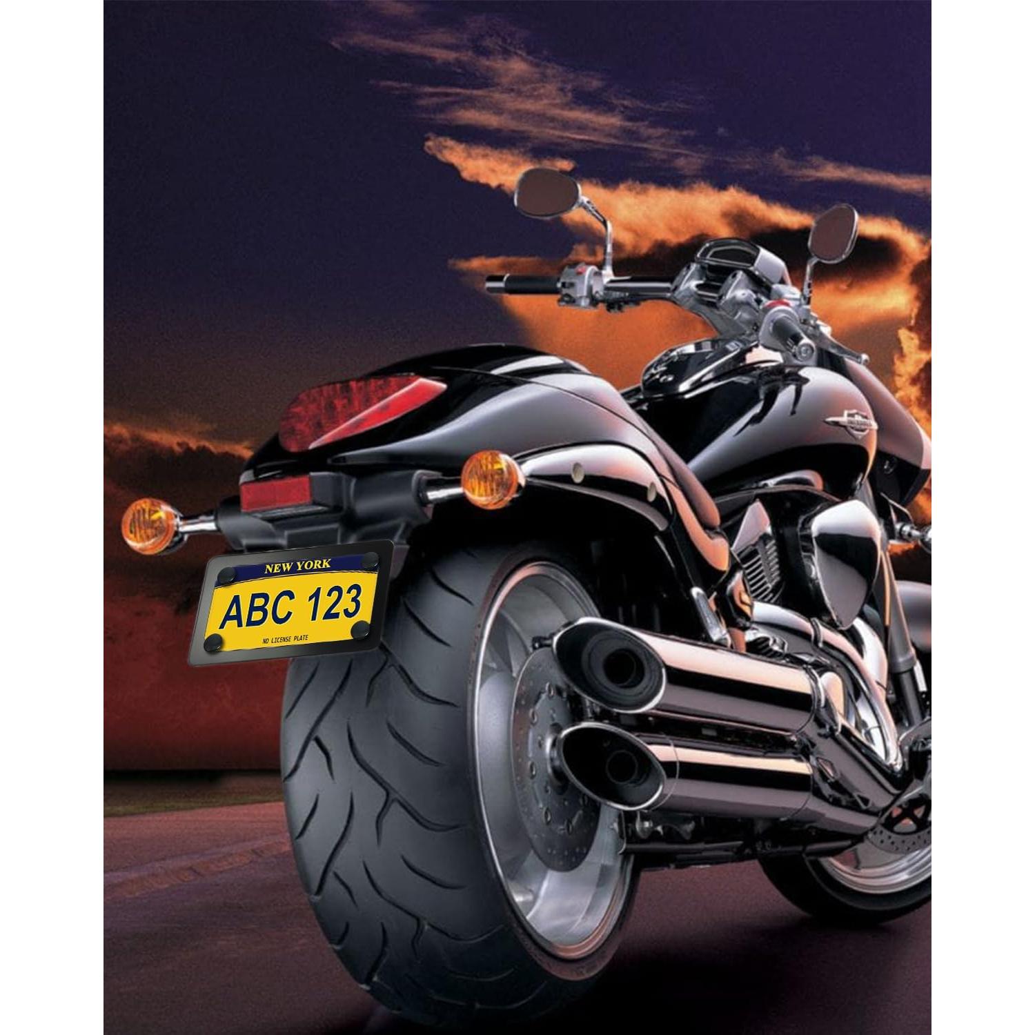 Marco de Placa de Licencia de Motocicleta FBJTDQ Negro 18.7x11.4cm