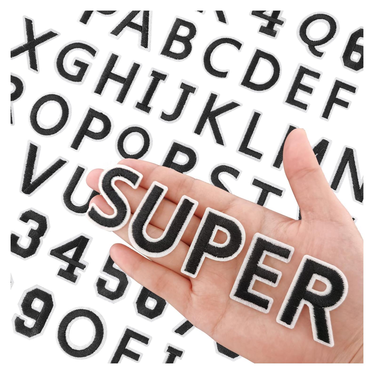 144 Piezas Parches Bordados Letras y Números RF-patch Negro