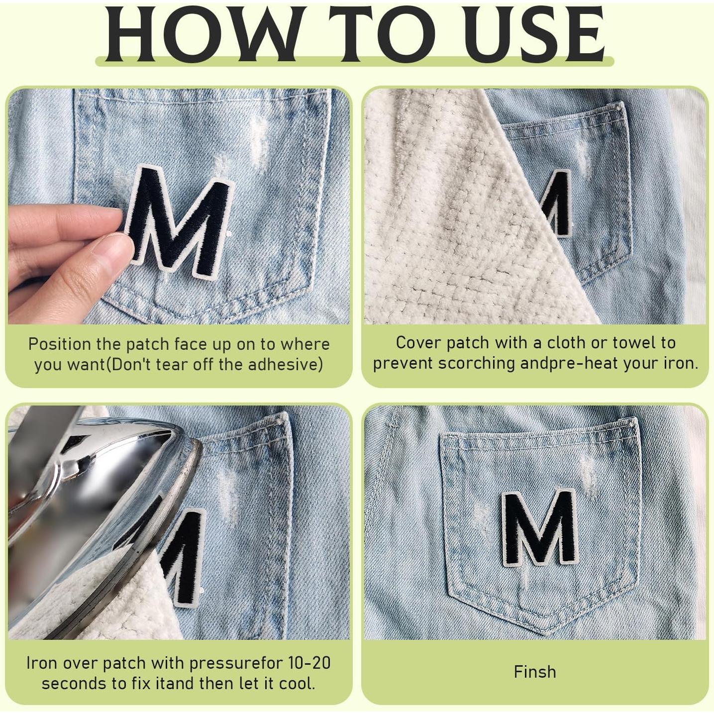 144 Piezas Parches Bordados Letras y Números RF-patch Negro