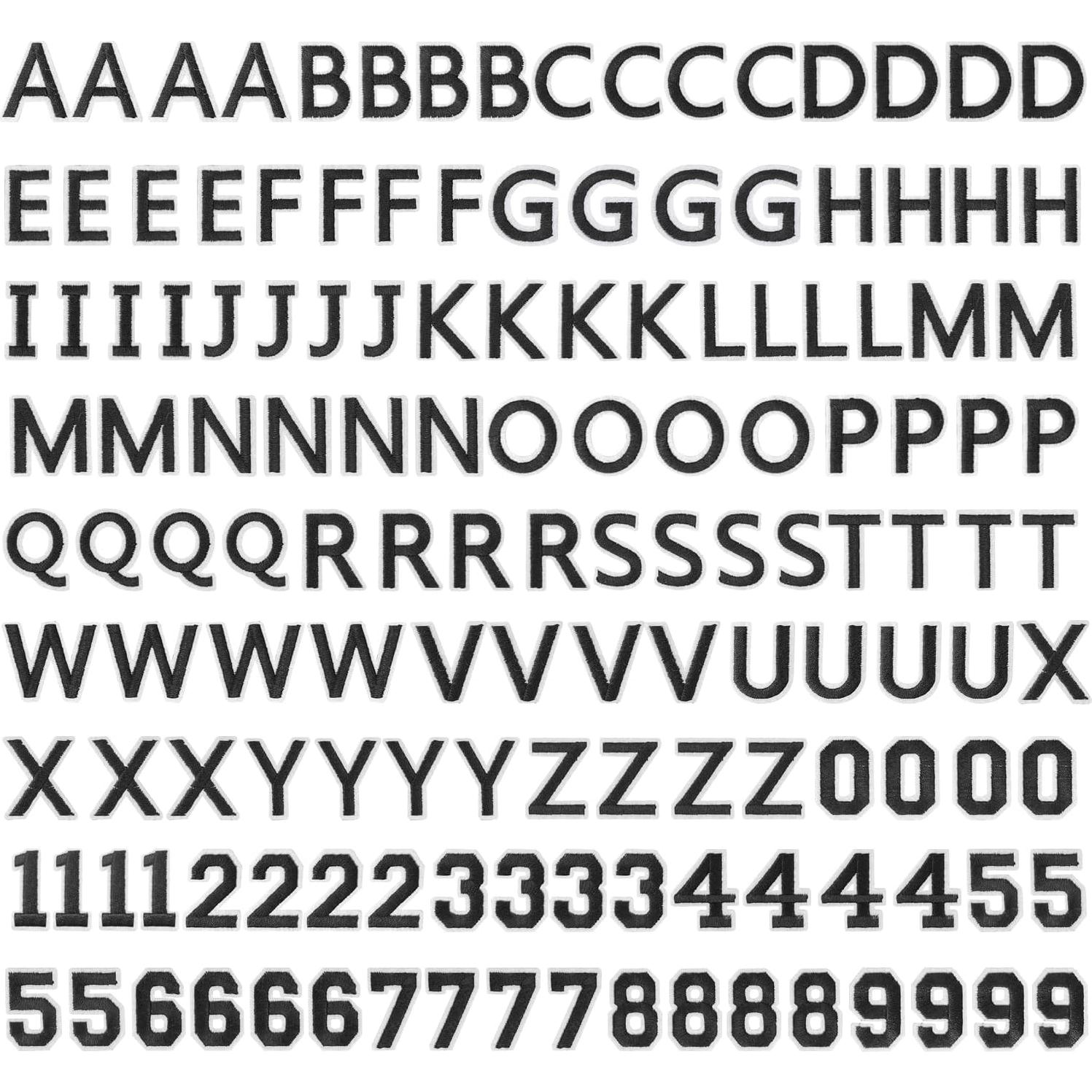 144 Piezas Parches Bordados Letras y Números RF-patch Negro