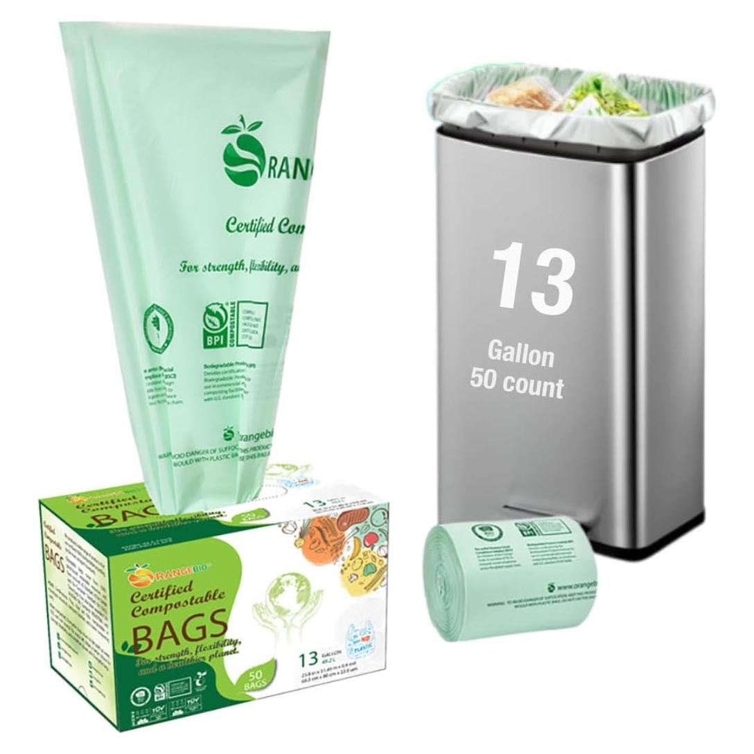 Bolsas de Basura Compostables 13 Galones OrangeBio - 50 Unidades