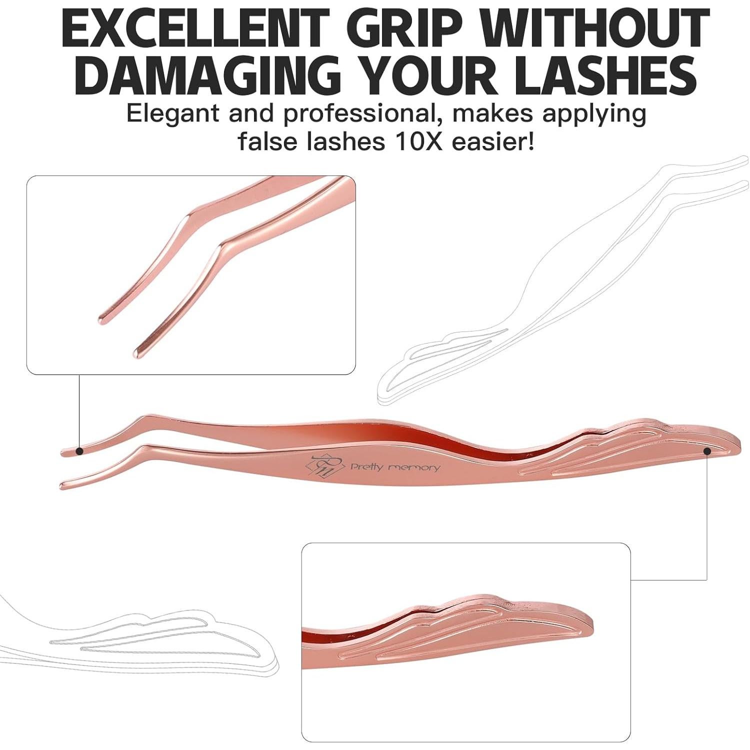 Herramienta Aplicadora de Pestañas Pretty Memory Acero Inoxidable Oro Rosa