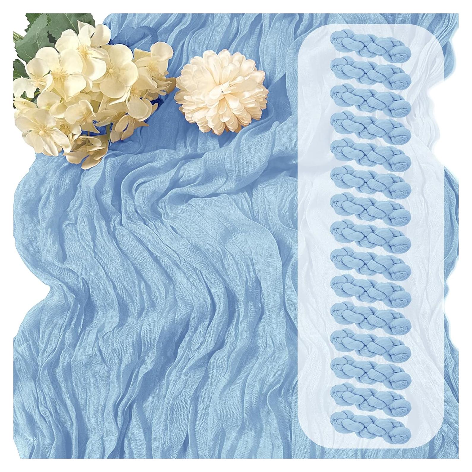 Paquete de 15 manteles de gasa azul bebé 43x274 cm Yorcari