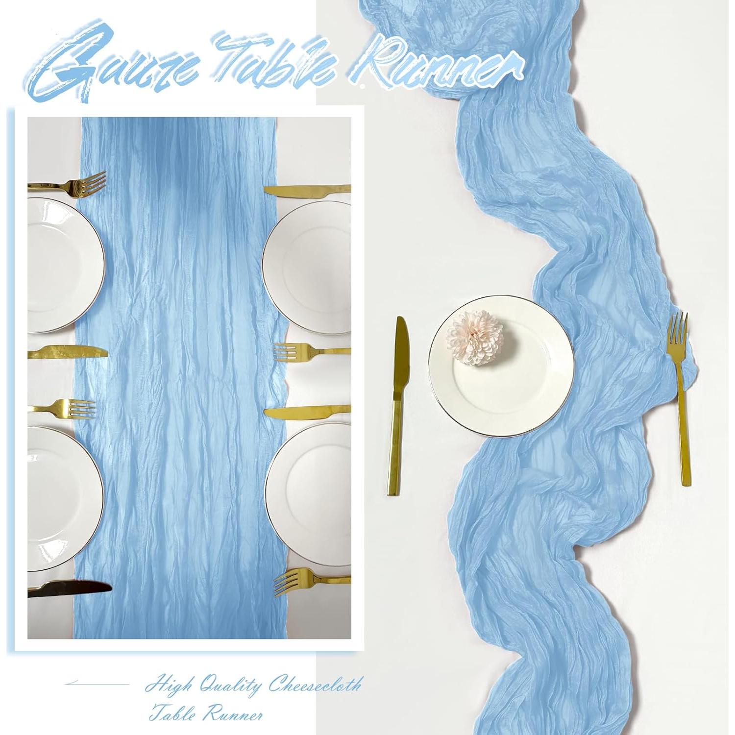 Paquete de 15 manteles de gasa azul bebé 43x274 cm Yorcari