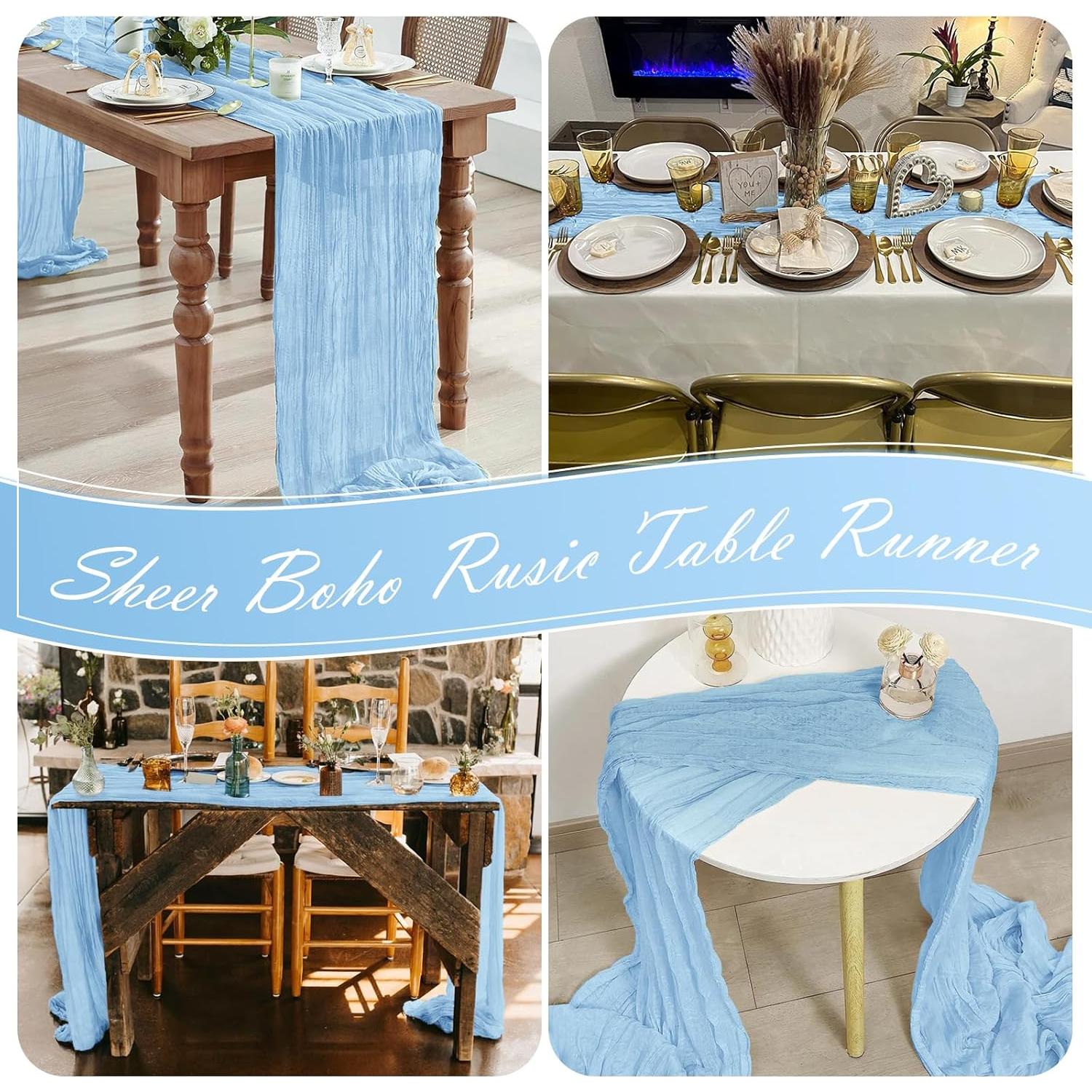 Paquete de 15 manteles de gasa azul bebé 43x274 cm Yorcari