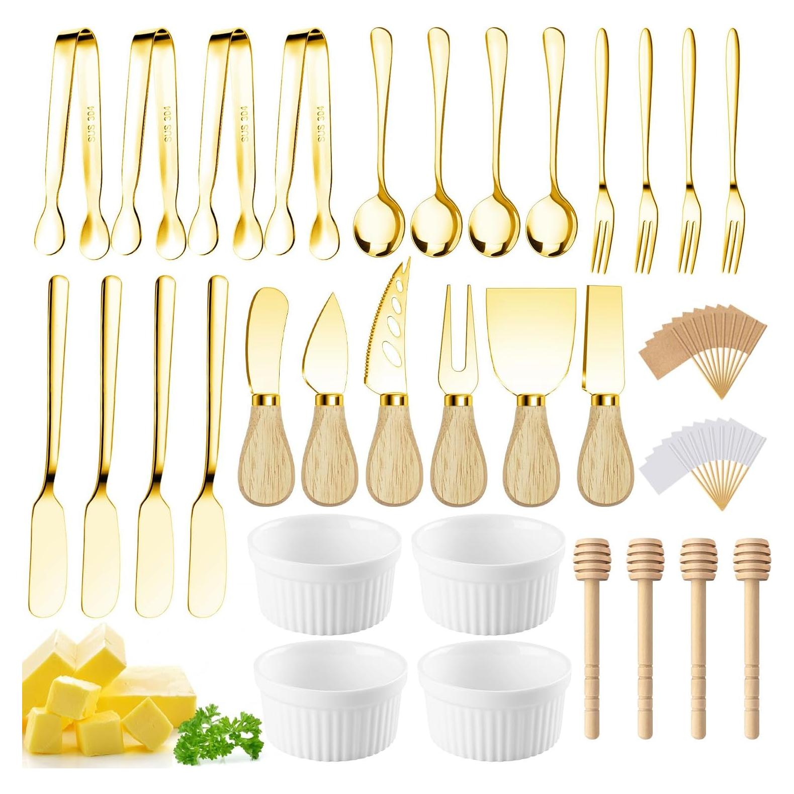 Set de Utensilios de Charcutería Dorados 70 Piezas Mlurcu