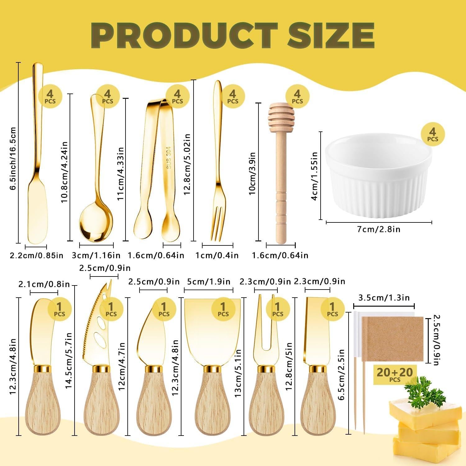 Set de Utensilios de Charcutería Dorados 70 Piezas Mlurcu