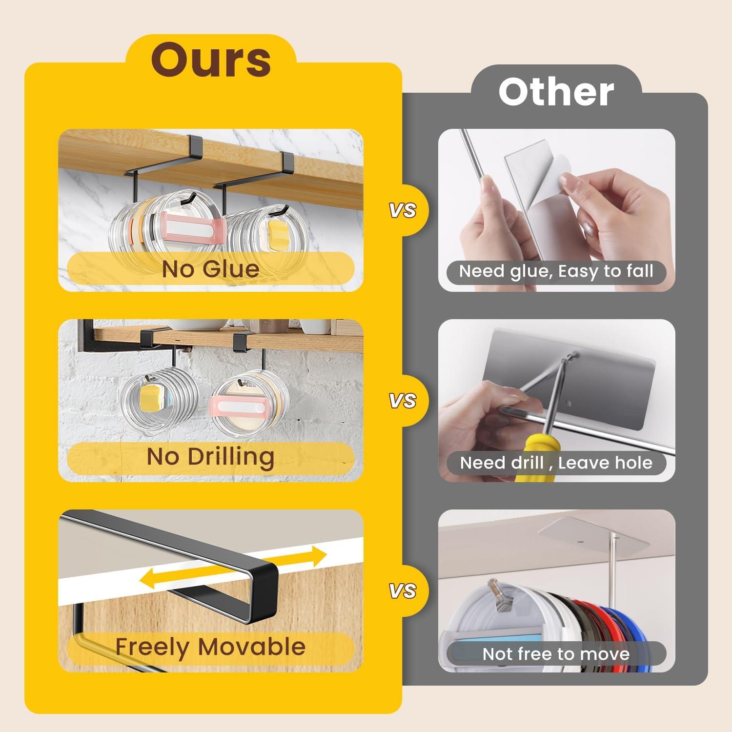 Organizador de Tapa de Vaso Amawarm Negro - Soporte Bajo Gabinete