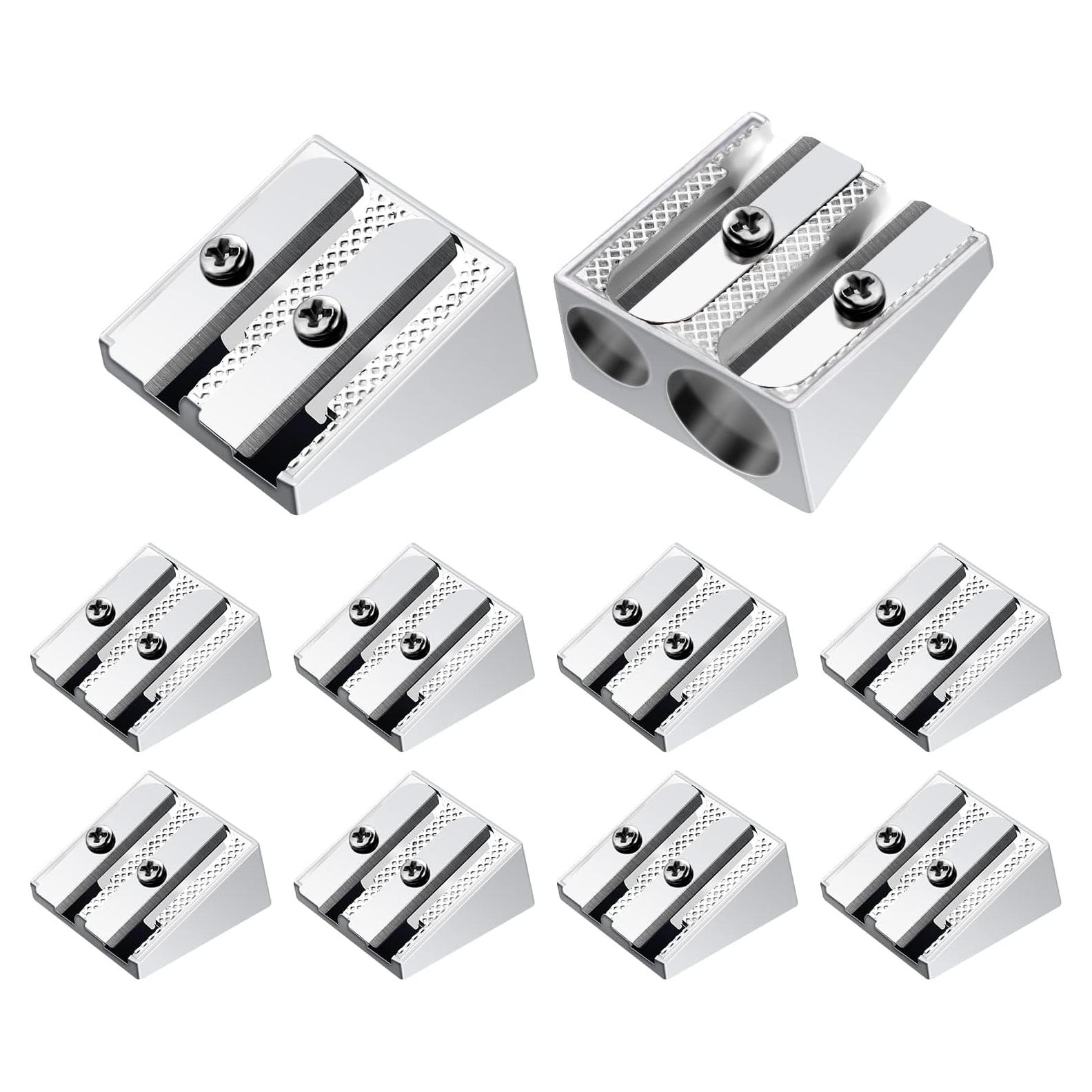 10 Sacapuntas de Metal Doble Agujero Cobee para Lápices