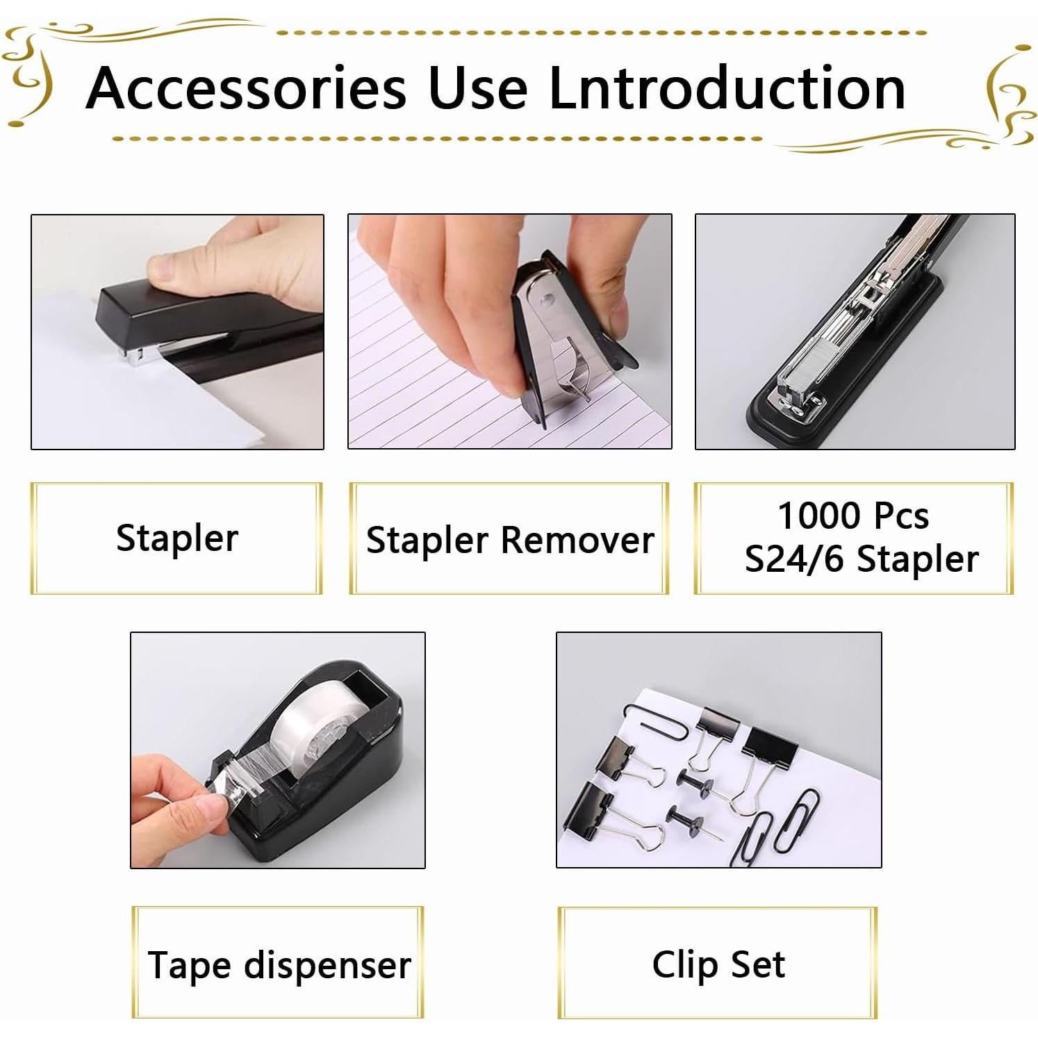 Juego de Suministros de Oficina Musejoy 9 en 1 Negro