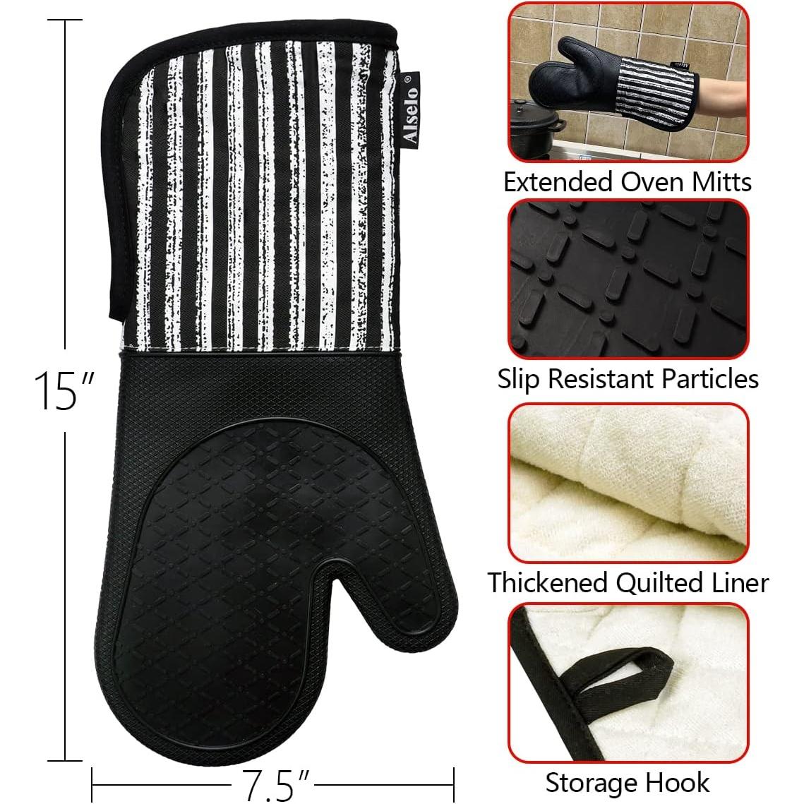 Manoplas de Silicona Alselo Resistentes al Calor 500°C - Juego de 2