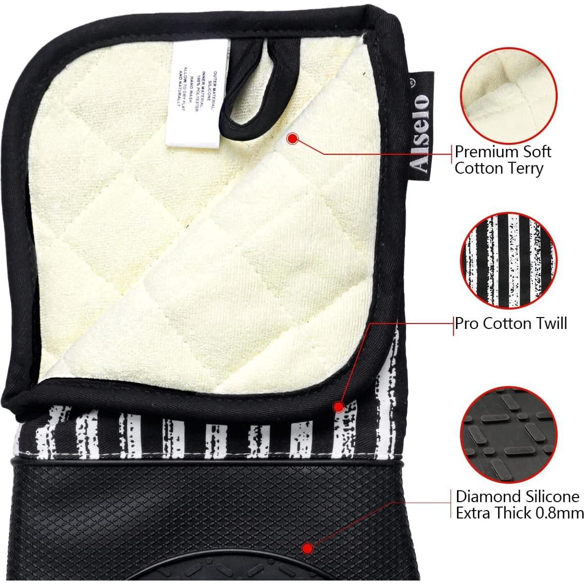 Manoplas de Silicona Alselo Resistentes al Calor 500°C - Juego de 2