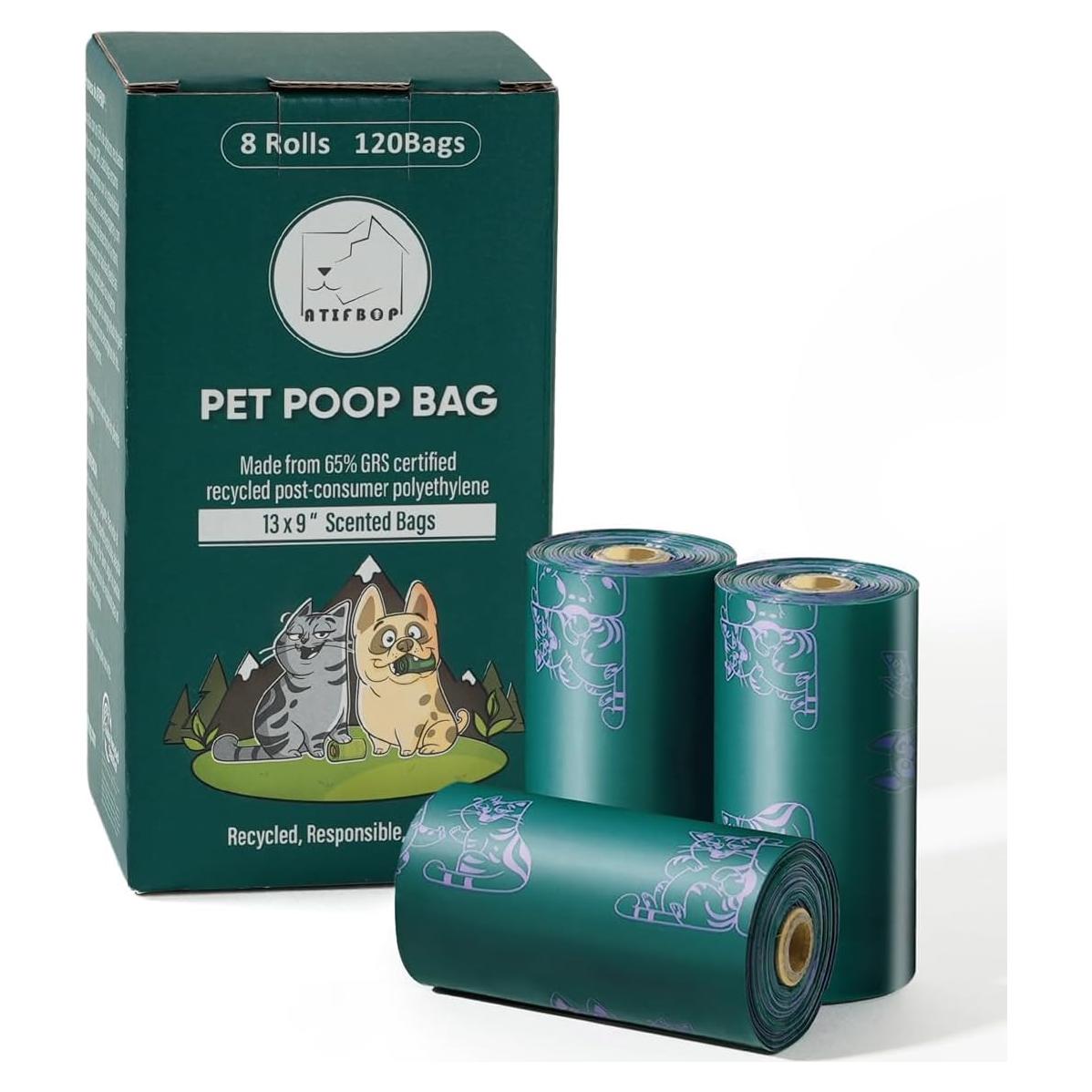Bolsas para Excremento de Perro ATIFBOP, 120 Unidades, Aromatizadas