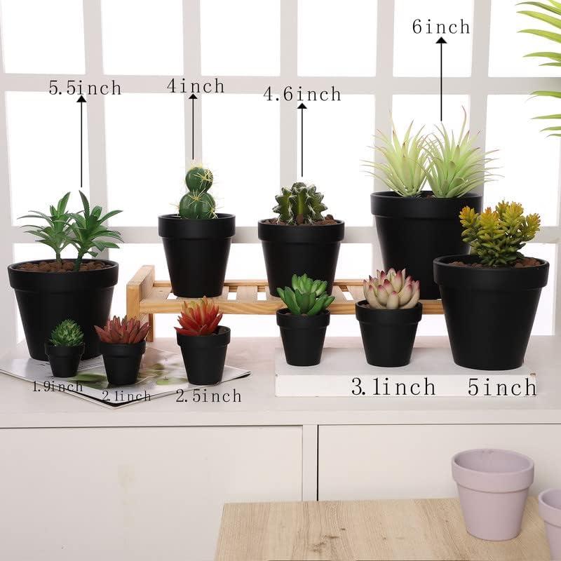 Yishang 36 Mini Macetas de Terracota Negra 6.35 cm con Drenaje