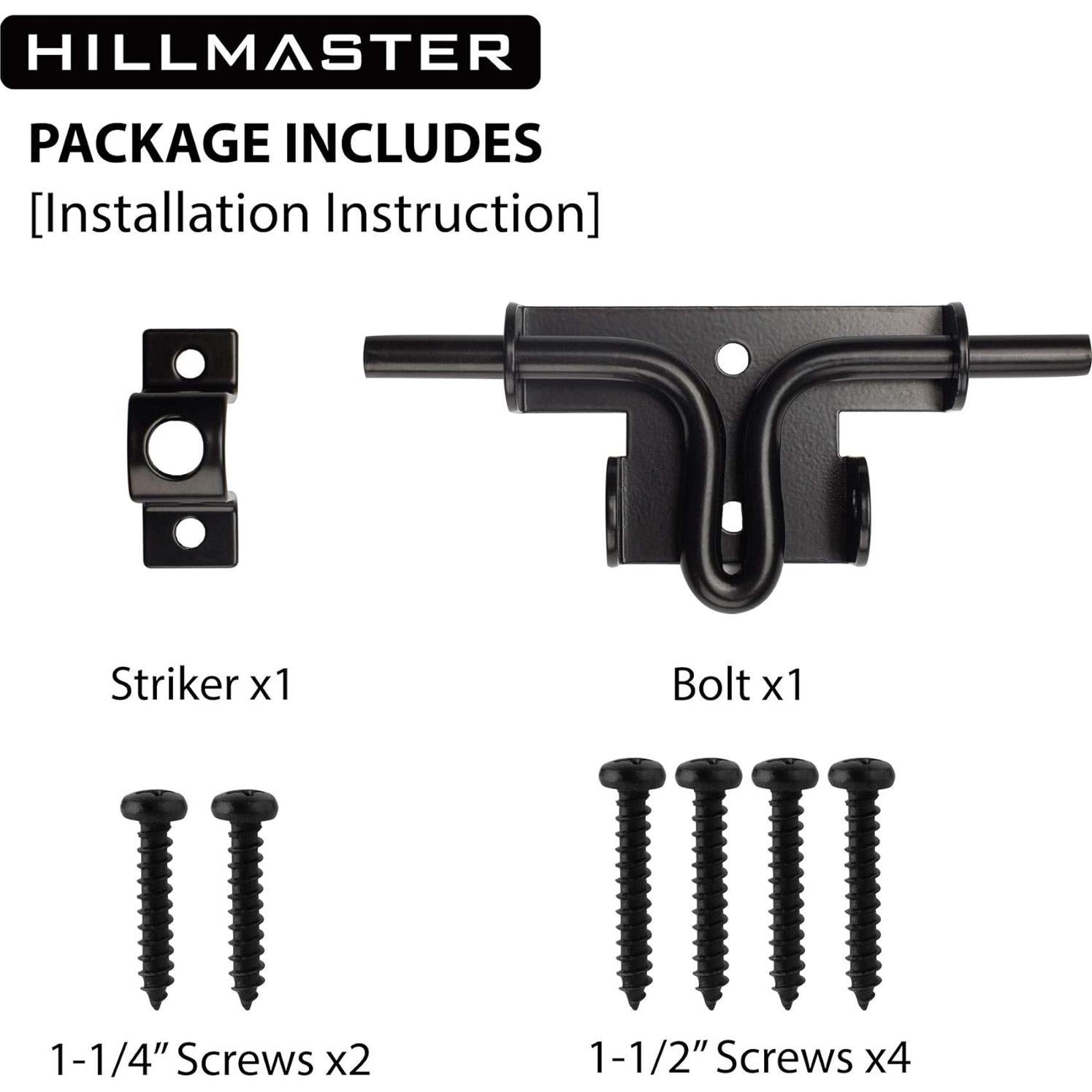 Cerradura Deslizante HILLMASTER para Puerta de Madera 27cm