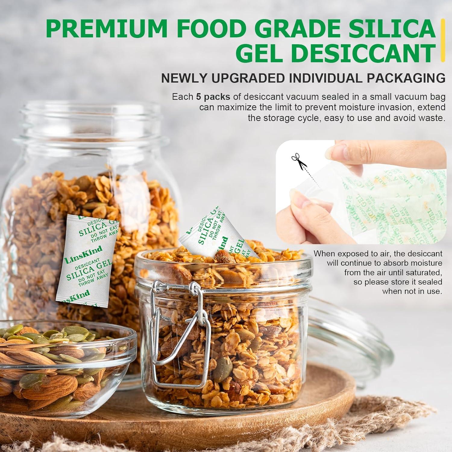 Gel de Silica LinsKind 5g [60 Paquetes] Grado Alimenticio