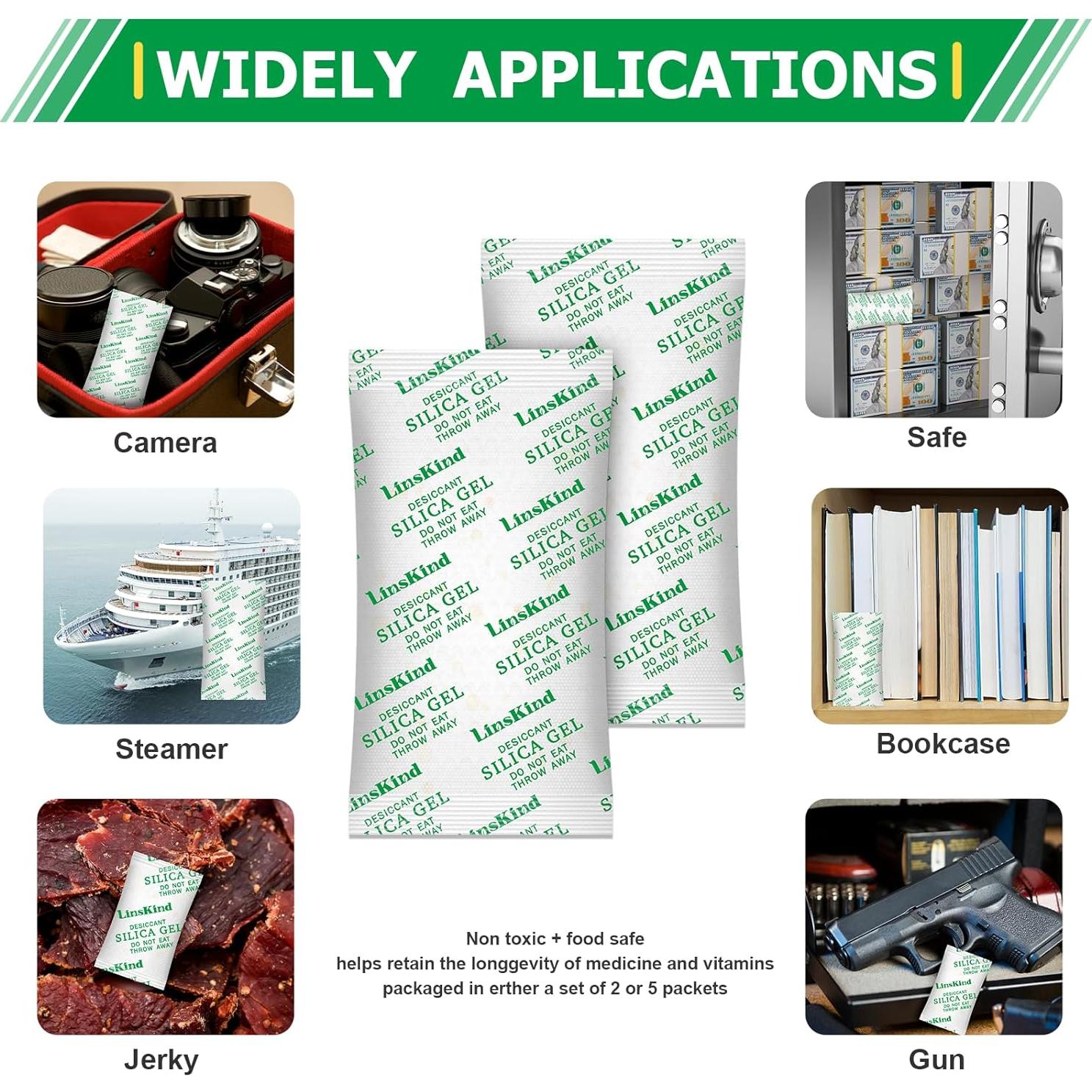 Gel de Silica LinsKind 5g [60 Paquetes] Grado Alimenticio