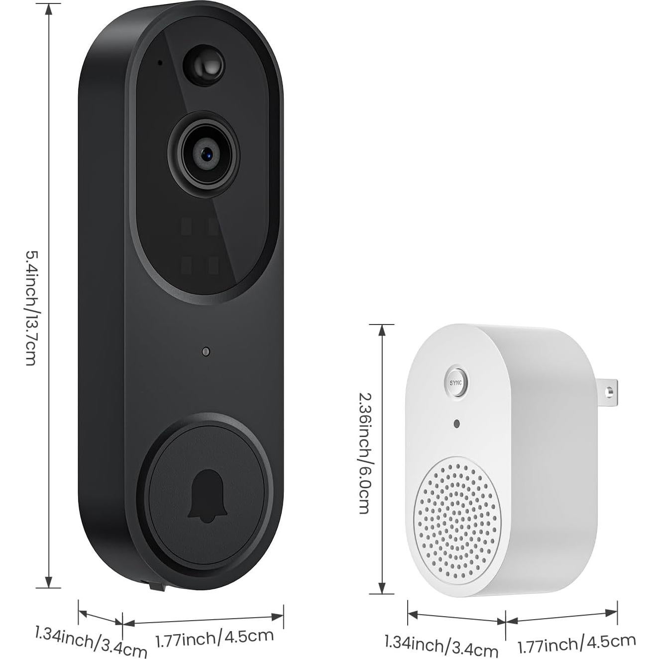 Cámara de Timbre Inalámbrica BITEPASS 1080p con IA y Visión Nocturna