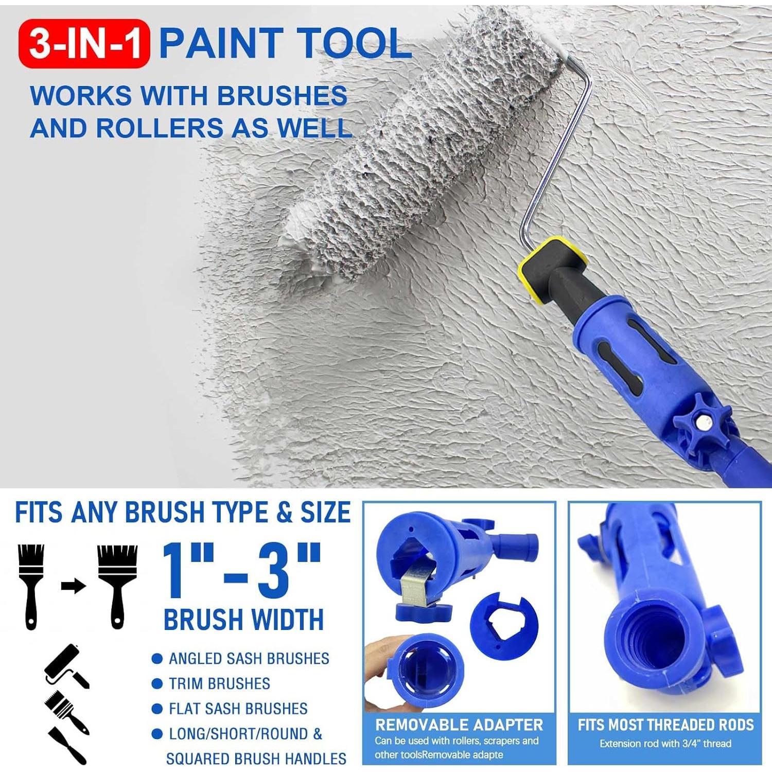 Extensor de Brocha de Pintura YLTOLOO 3 en 1 Ajustable Azul