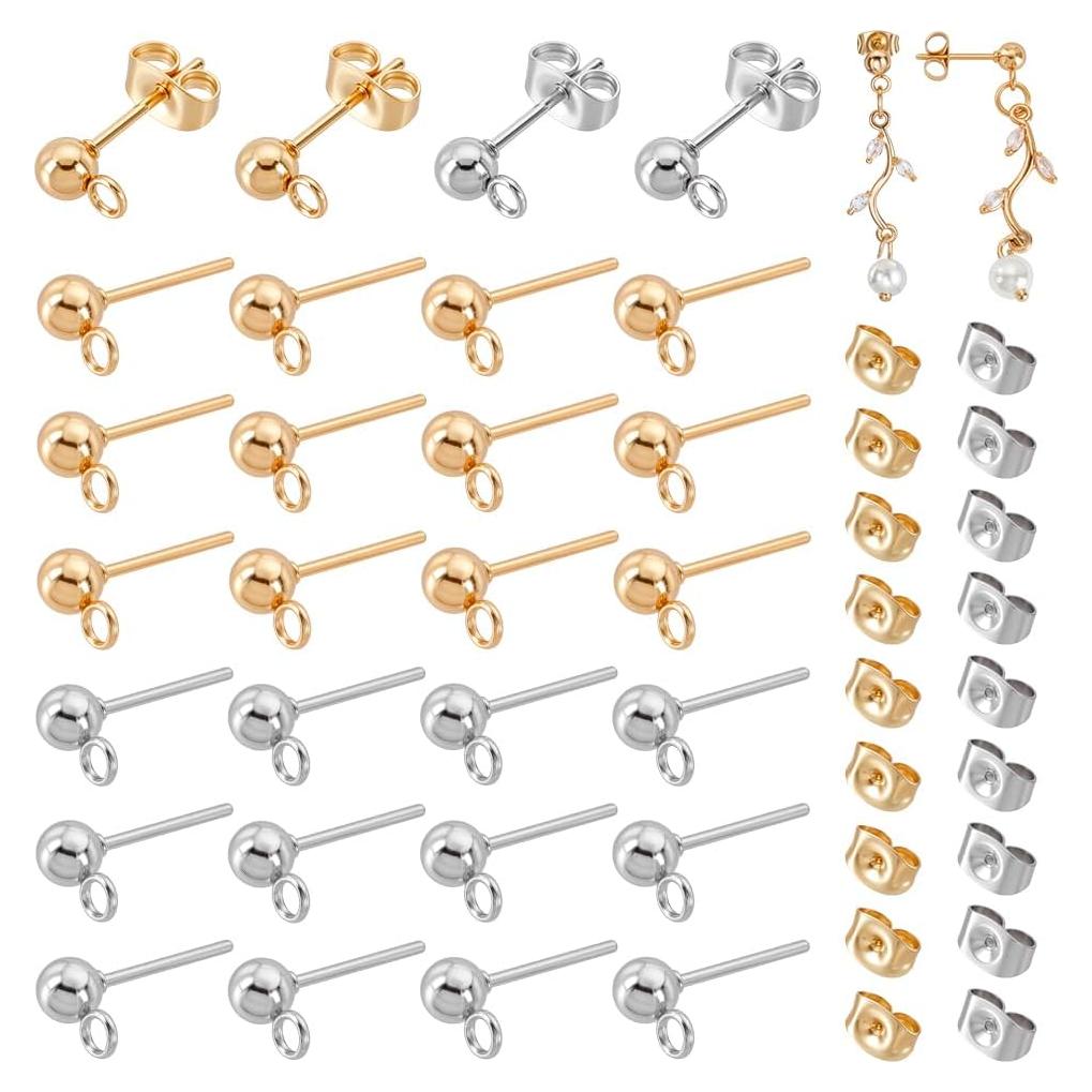 20 Pares de Puntos de Aretes PH PandaHall Acero Inoxidable