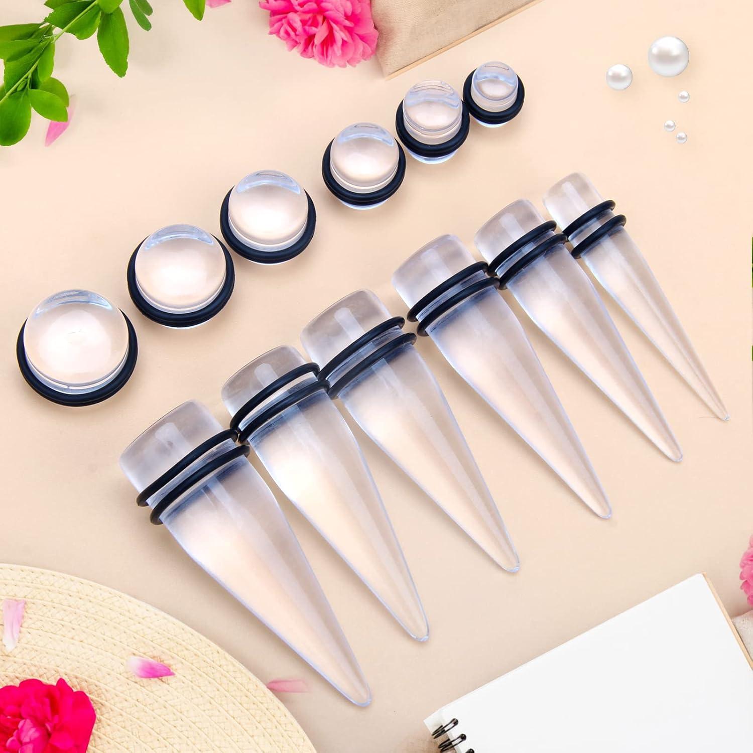 Kit de Tapas y Tapones para Orejas CrazyPiercing 24 Piezas Acrílico