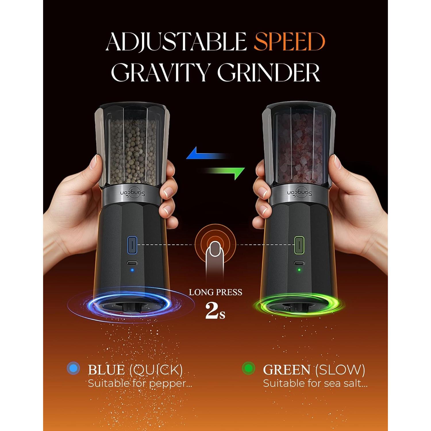 Juego de Molinillos Eléctricos de Sal y Pimienta Sangcon SK1001-2B