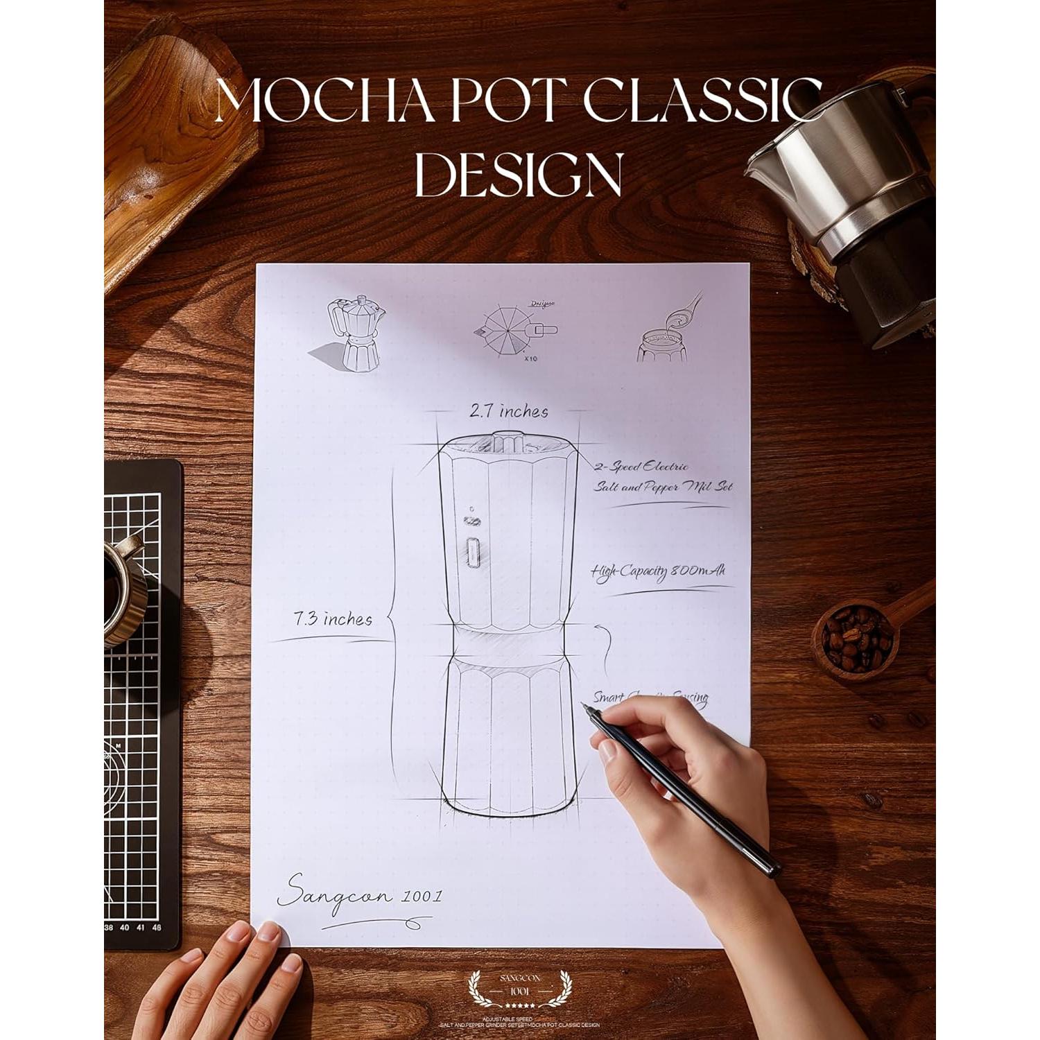 Juego de Molinillos Eléctricos de Sal y Pimienta Sangcon SK1001-2B