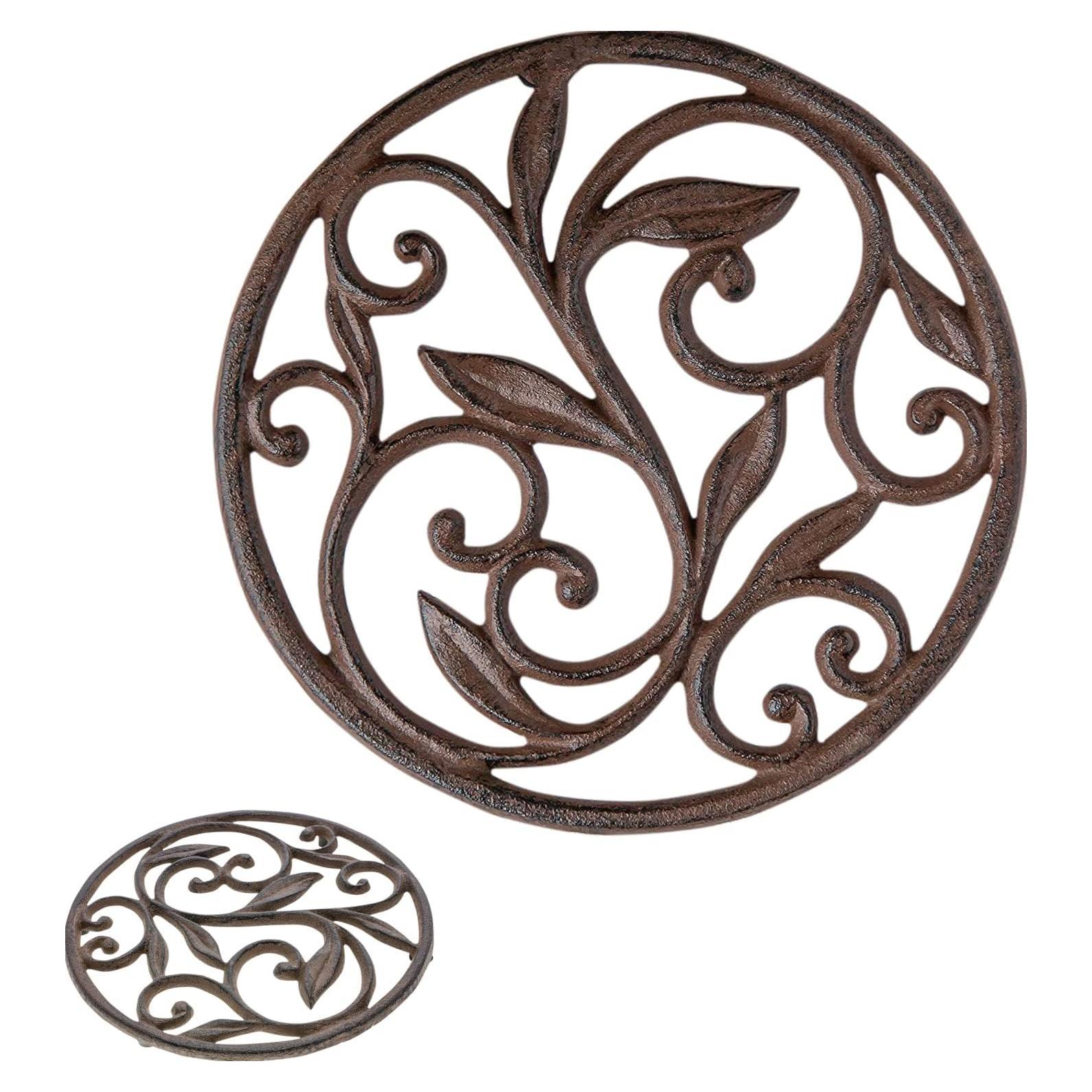 Trivet Redondo de Hierro Fundido Comfify 19.69 cm Vintage Marrón