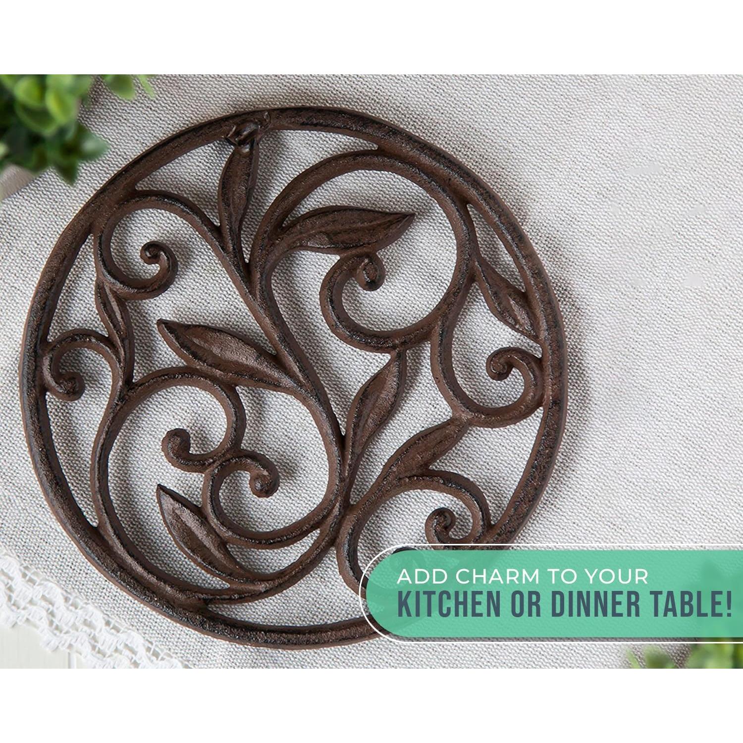 Trivet Redondo de Hierro Fundido Comfify 19.69 cm Vintage Marrón