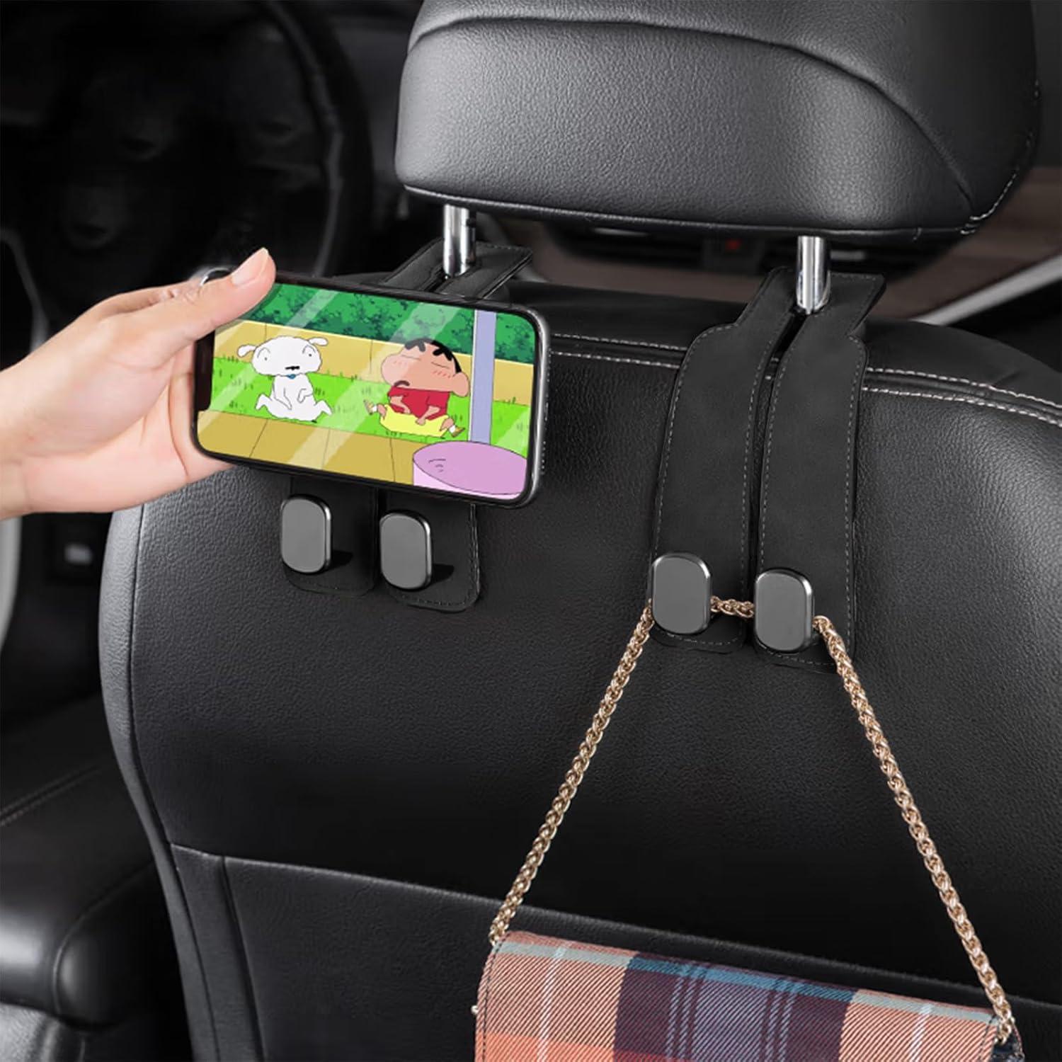 Paquete de 2 Ganchos de Cuero para Reposacabezas GONTSIG