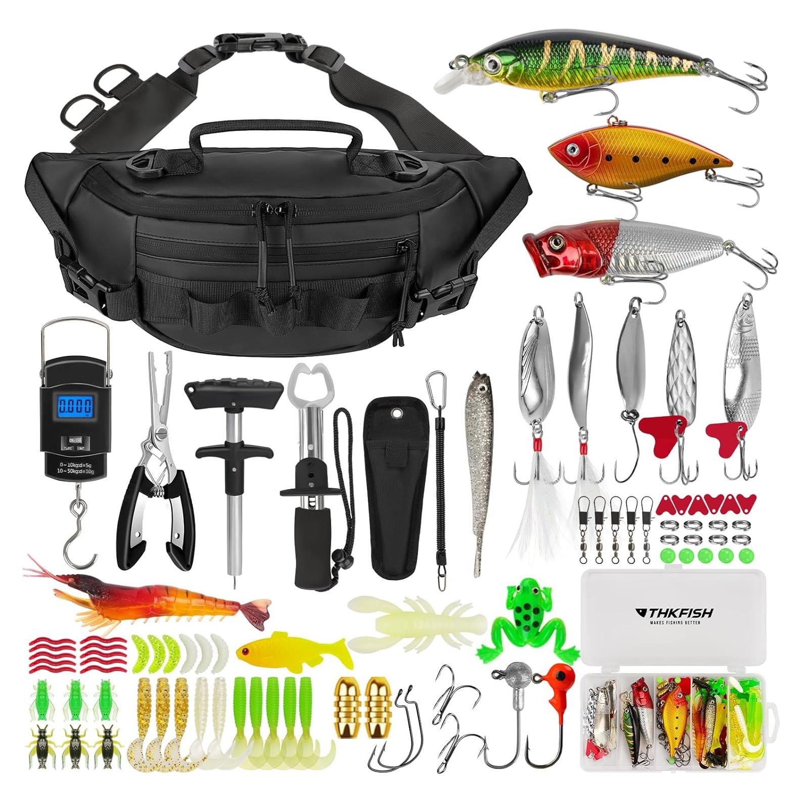 Kit de Pesca THKFISH 85 Piezas con Bolsa Impermeable y Accesorios