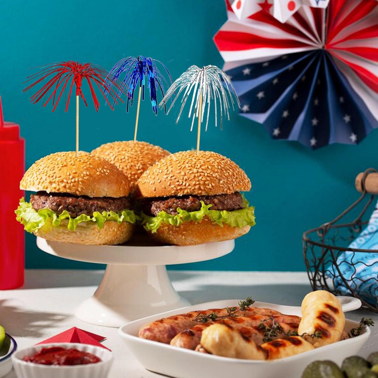 Palillos de cóctel Amovvita 100 piezas 22.86 cm colores patrióticos