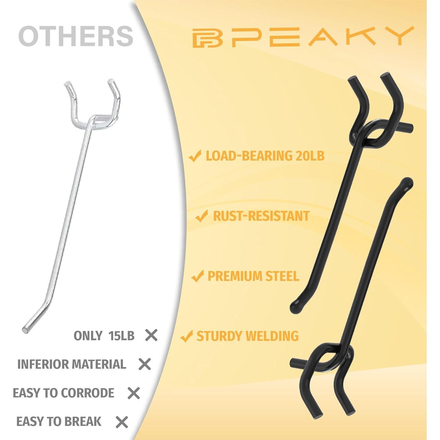 Ganchos para Tablero de Clavos BFPeaky 4" Alta Resistencia 50 Piezas