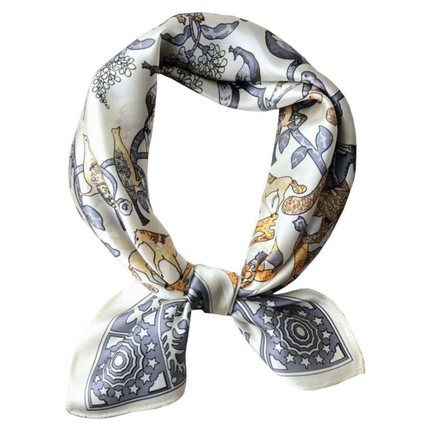 Paño de Seda Pura JERLA 100% 68x68cm Gris Animal